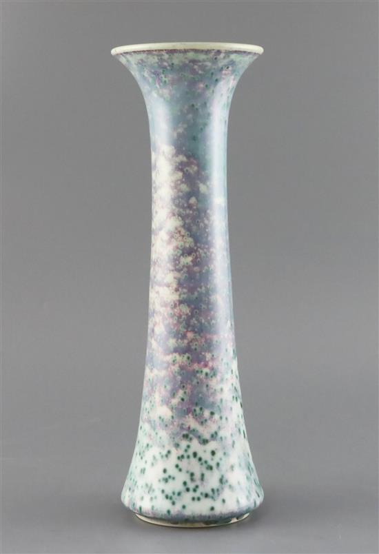 A tall Ruskin high fired vase, dated 1925, H. 33.8cm